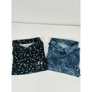 Lot of 2 Under Armour The Playoff Polo Men's 4XL Blue Wash/Dark Blue Floral